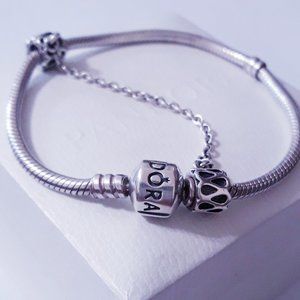 Pandora snake chain bracelet w/ safety chains